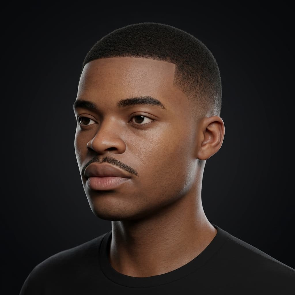 Rendu 3D — Moustache & Goatee Sculptée